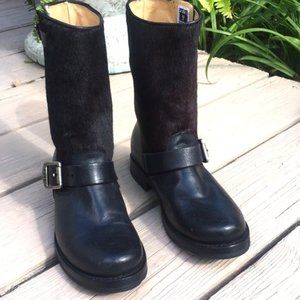Frye NWOT leather & calf hair boots